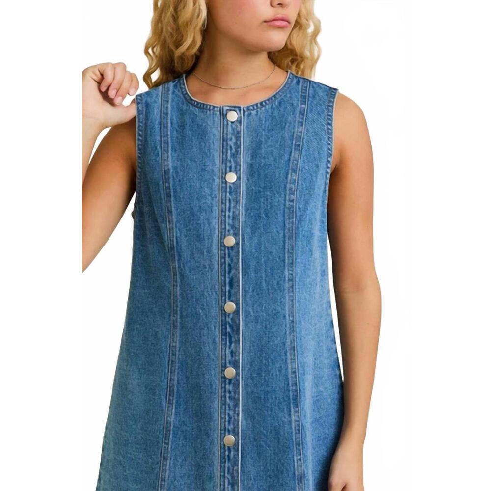 NEW LE LIS clare mini dress in denim blue - Picture 5 of 6